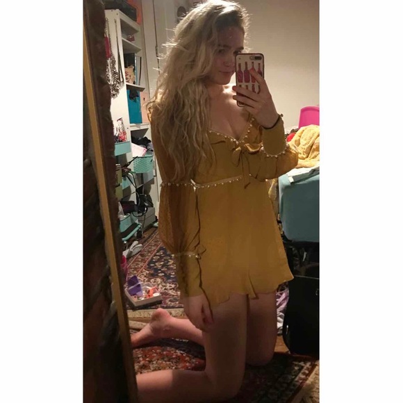 For Love & Lemons Marquee Mini Dress Yellow - Picture 6 of 9